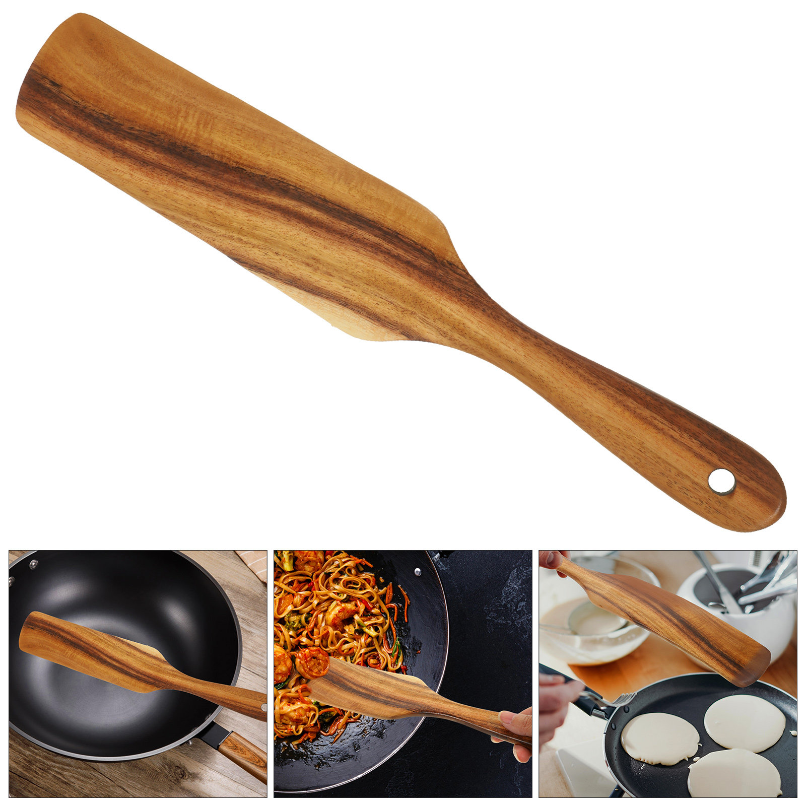 Okonomiyaki Spatula - Kitchen Cooking Spatula Long Handle Wooden