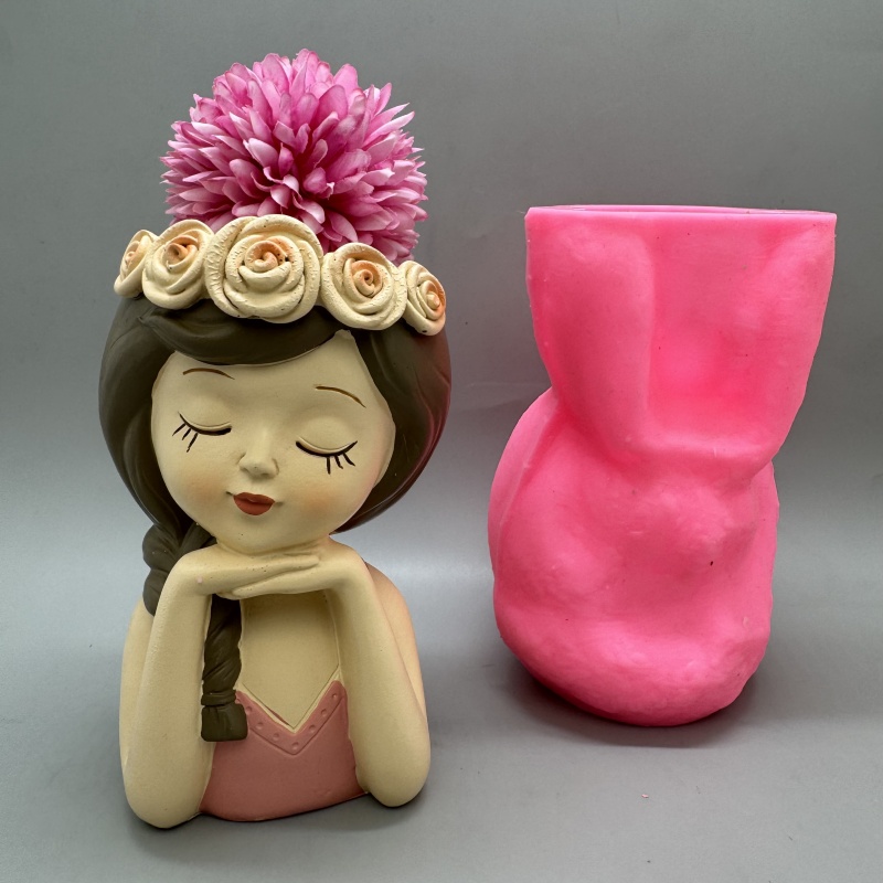 Potsticker Mold - Cute girl flower pot silicone mold